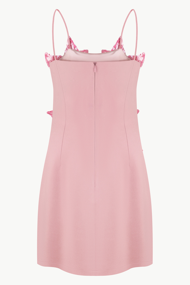 Floral Sequin Appliques Mini Dress, Alternate, color, Peony Pink