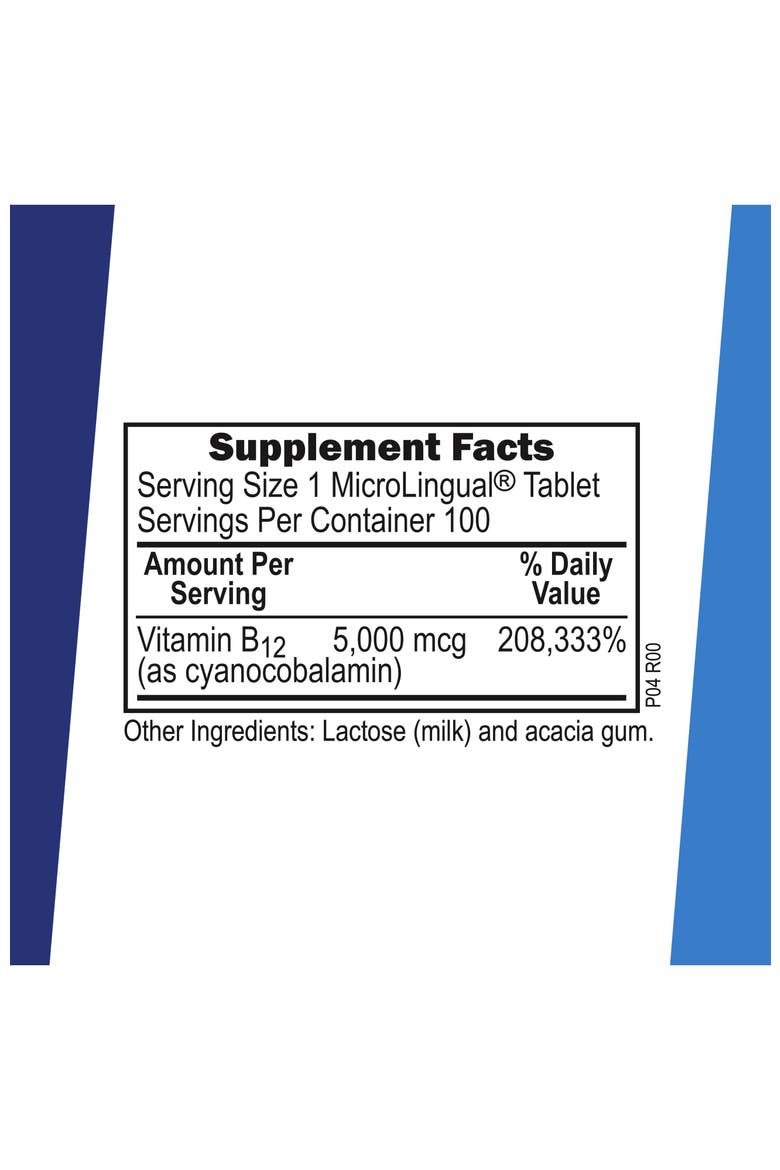 Fast Dissolve Vitamin B-12 Cyanocobalamin Sublingual Tablets, Alternate, color, White