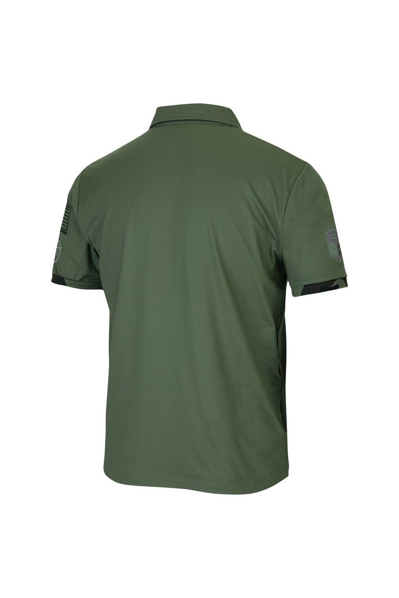 Men's Colosseum Olive Marshall Thundering Herd OHT Military Appreciation Echo Polo, Alternate, color, Olive