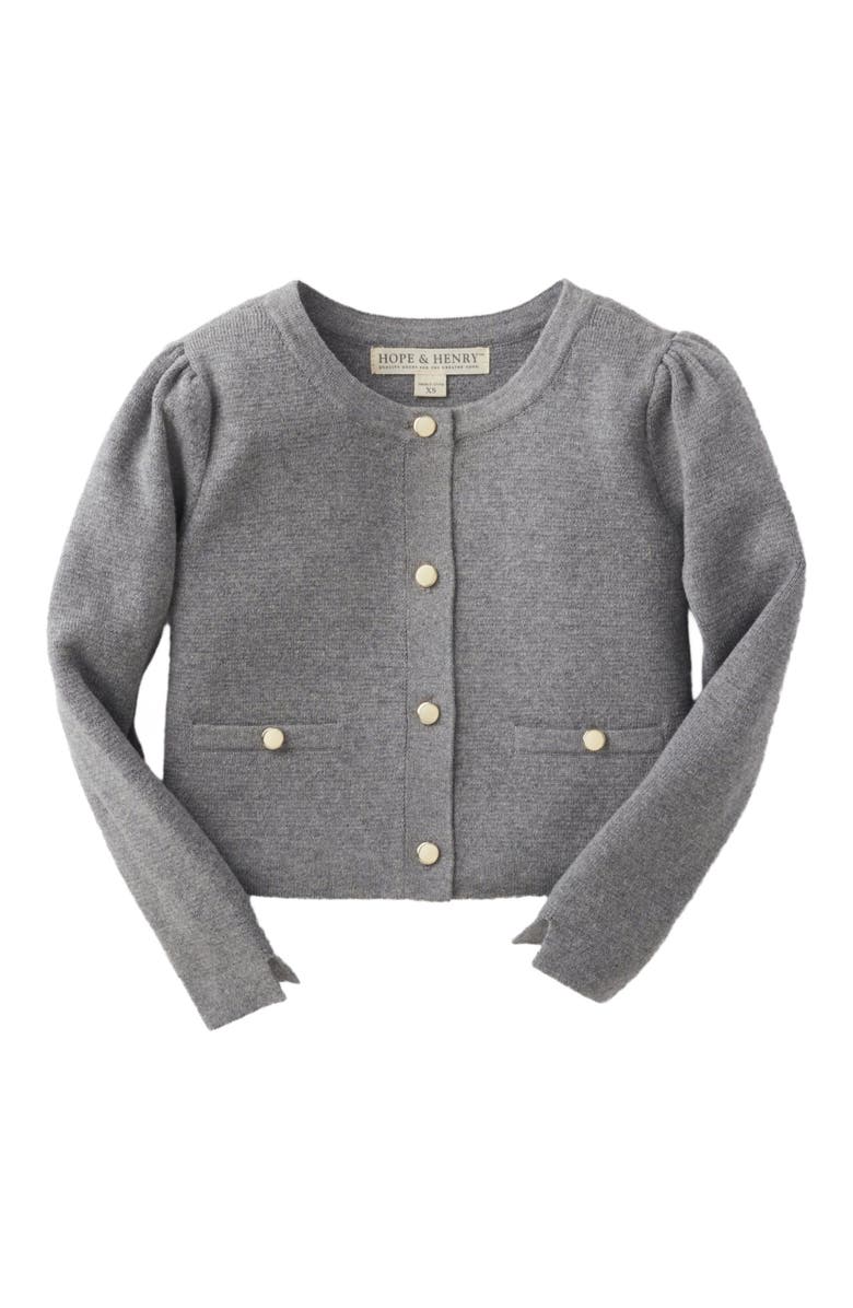 Hope & Henry Baby Girls' Milano Stitch Cardigan, Infant, Main, color, Gray