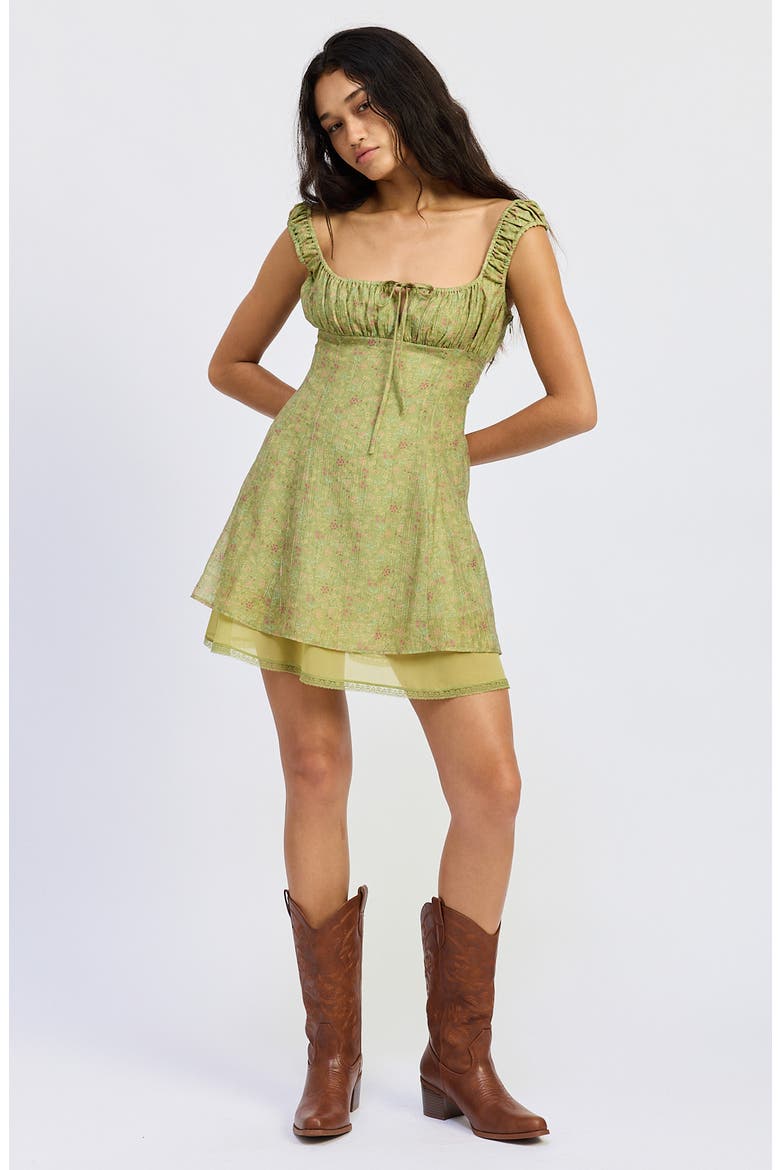 Jenny Mini Dress, Alternate, color, LIGHT GREEN DITSY