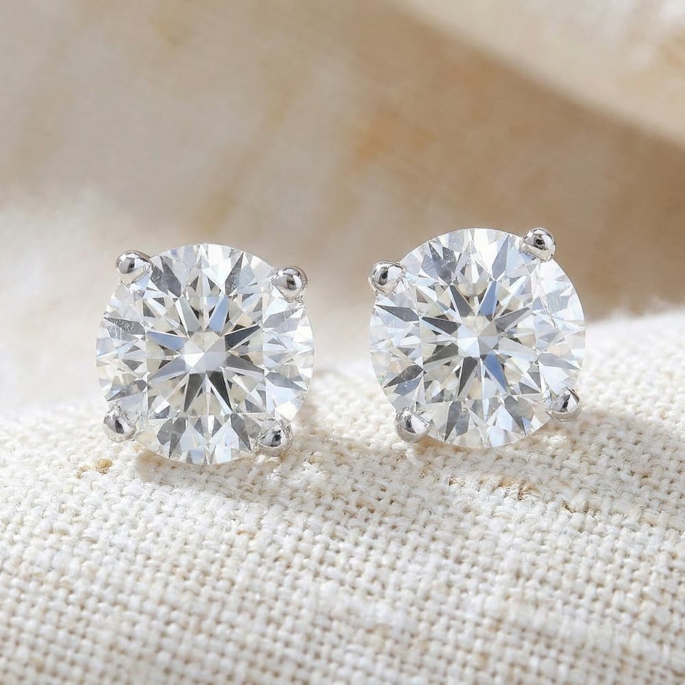 Bliss Diamond Certified 4 Ct Tw Round Lab Grown Screw Back Studs 14k ...