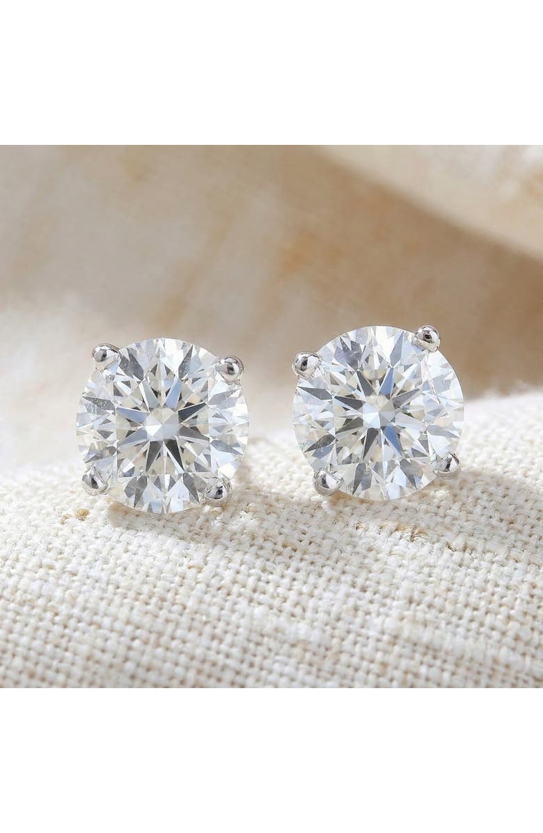 Bliss Diamond Certified 4 Ct TW Round Lab Grown Screw Back Studs 14k Gold, Alternate, color, 14K White Gold