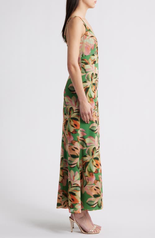 HUTCH HUTCH FLORAL CHIFFON FIT & FLARE MAXI DRESS