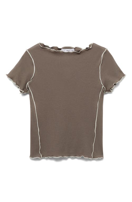 Mango Curlita Lettuce Edge Cotton T-shirt In Medium Brown