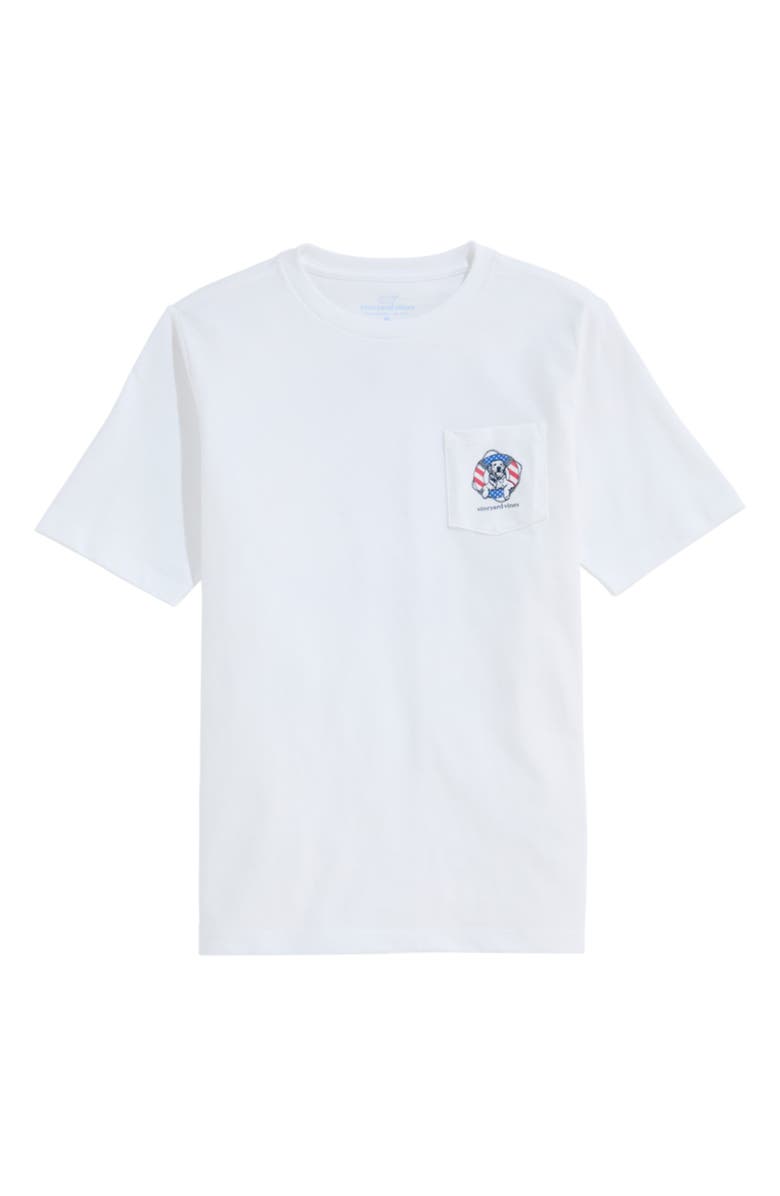 vineyard vines Kids' Dog' Life Cotton Graphic Pocket T-Shirt, Main, color, White Cap