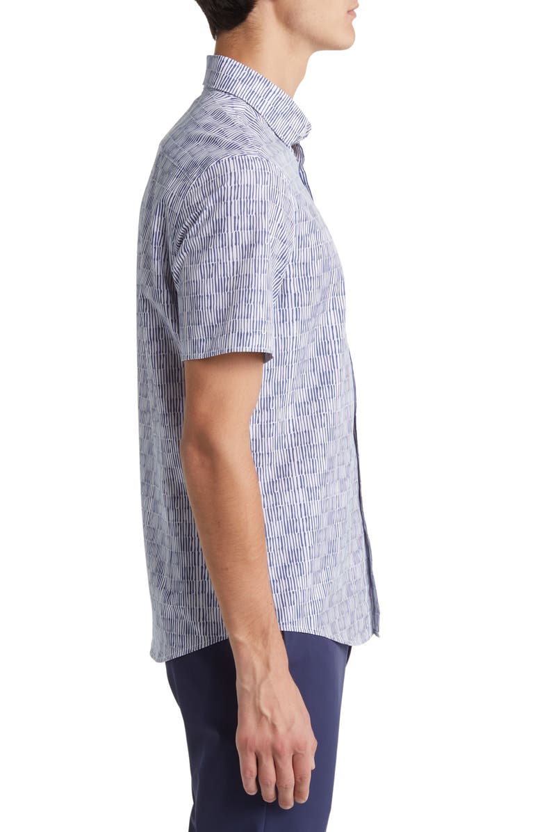 Mizzen+Main Leeward Trim Fit Coastal Fjord Short Sleeve Button-Up Performance Shirt, Alternate, color,