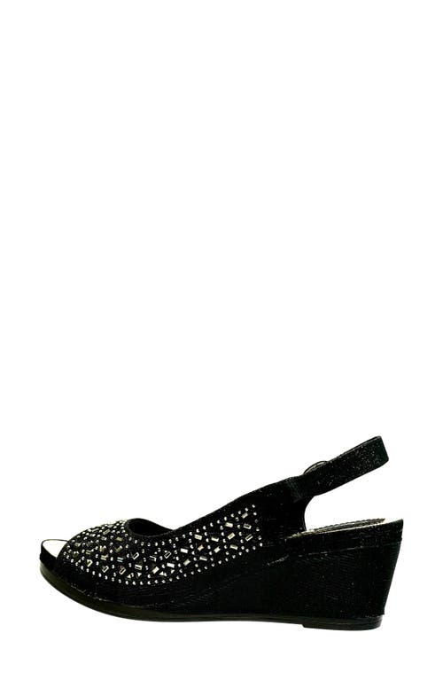 Ninety Union Anita Crystal Embellished Slingback Wedge Sandal In Black
