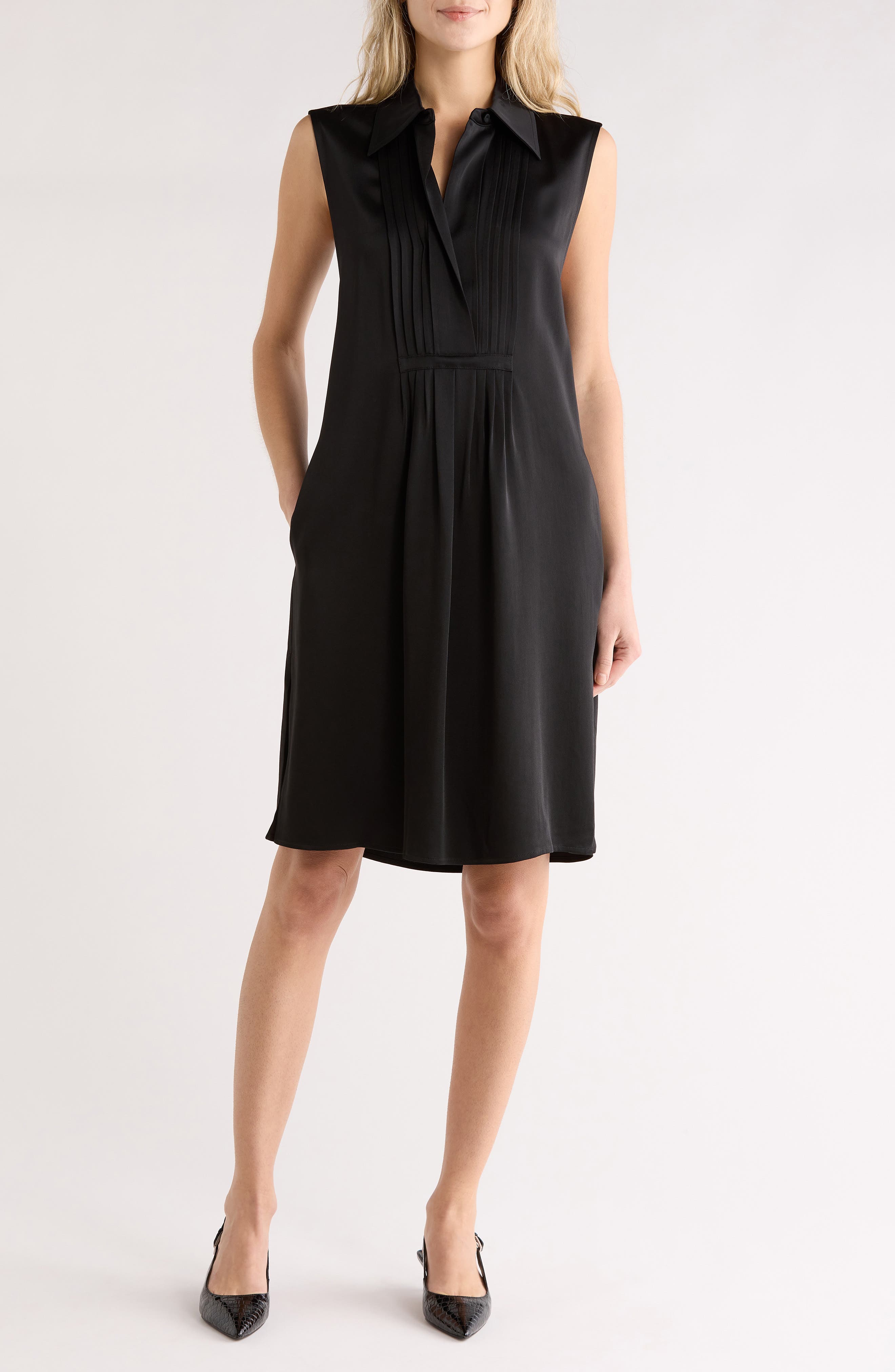 Jil Sander Point Collar Satin Dress (Women) | Nordstromrack