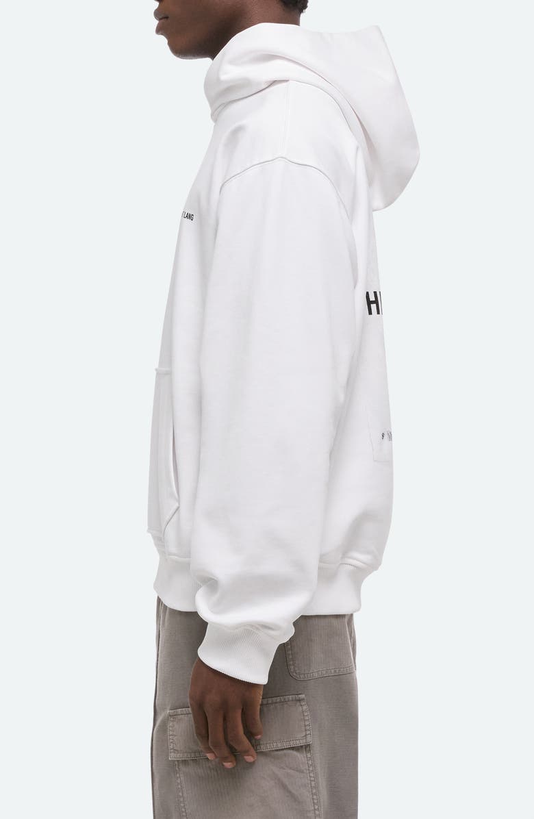 Helmut Lang Plastic Compact Cotton Graphic Hoodie, Alternate, color, White