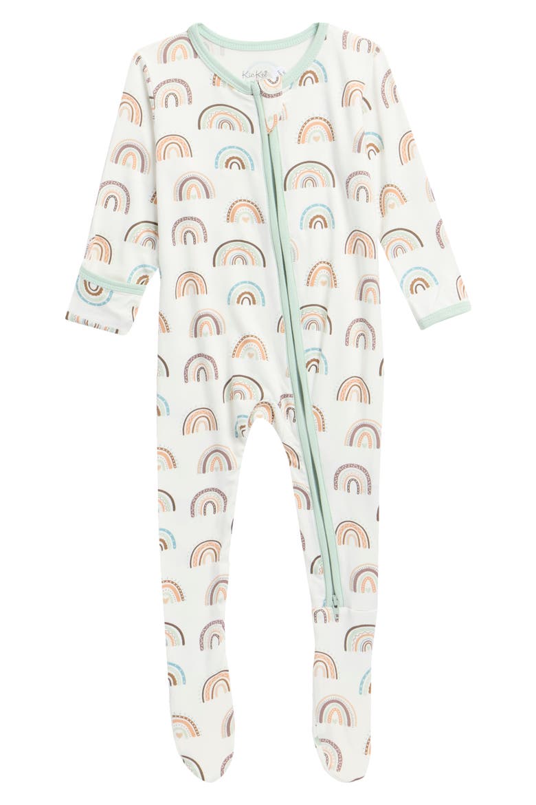 Two-Way Zip Footie, Main, color, EARTHY RAINBOWS