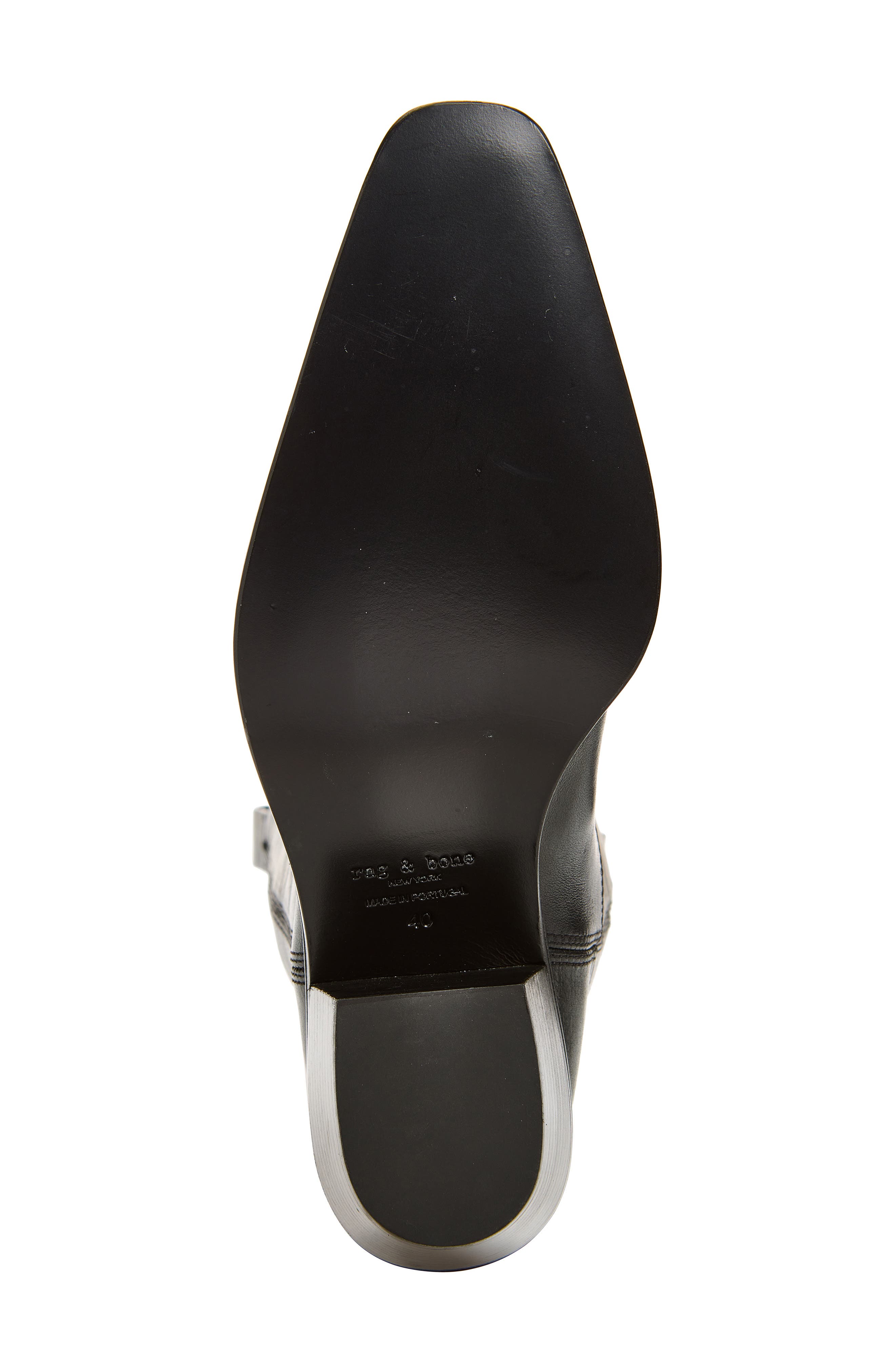 Naomi Western Leather Boot, Alternate, color, BLACK