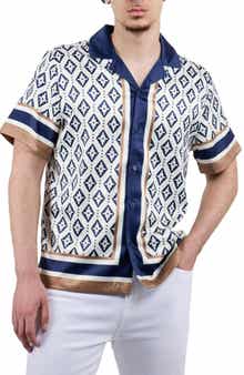 Diamond Print Camp Shirt