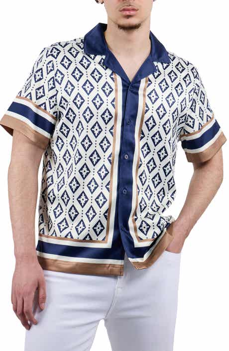 Diamond Print Camp Shirt
