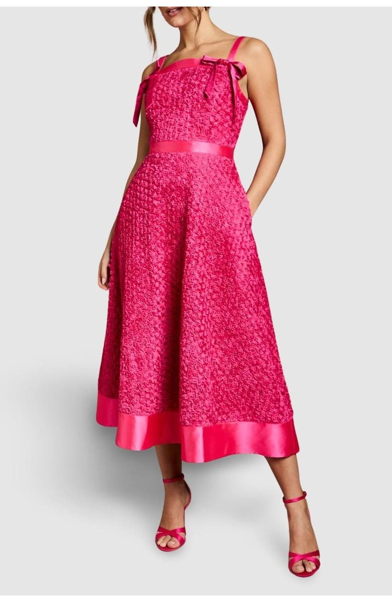 Coast 3D Flower Strappy Midi Dress, Alternate, color, Pink