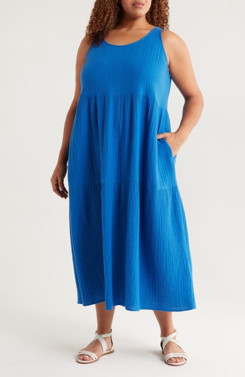 Organic Cotton Tiered Maxi Dress (Plus)