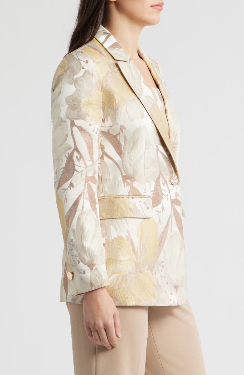 Anne Klein Jacquard Blazer, Alternate, color, Coffee Cream Multi