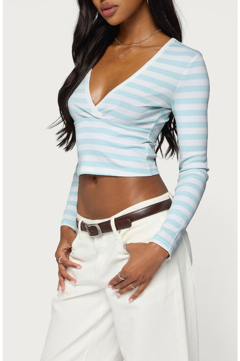 Phoebey Striped V-Neck Top, Alternate, color, LIGHT-BLUE-AND-WHITE