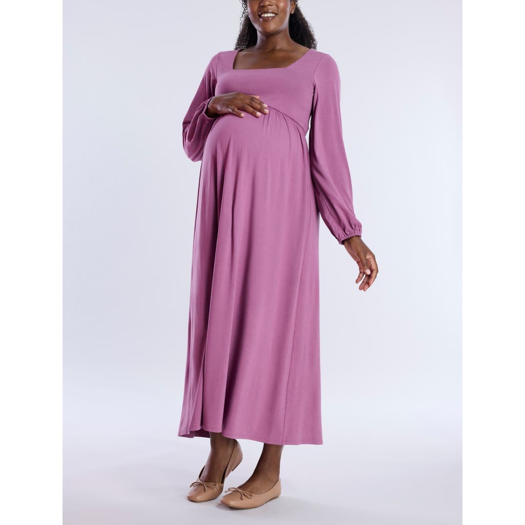 Motherhood Maternity Long Sleeve Empire Waist Maxi Dress In Grape Nectar