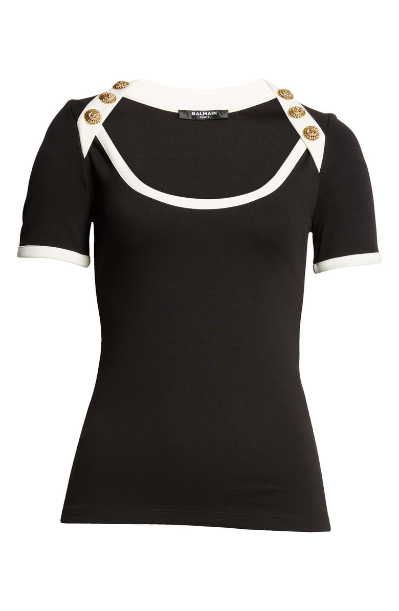 Balmain Button Detail T-Shirt, Alternate, color,