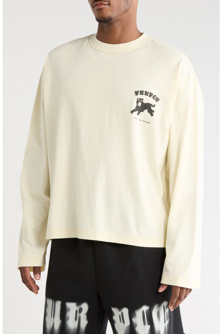 Crop Wide Long Sleeve Graphic T-Shirt, Main, color, OFF WHITE