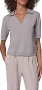 Donna Karan New York Cashmere Elbow Sleeve Polo Sweater