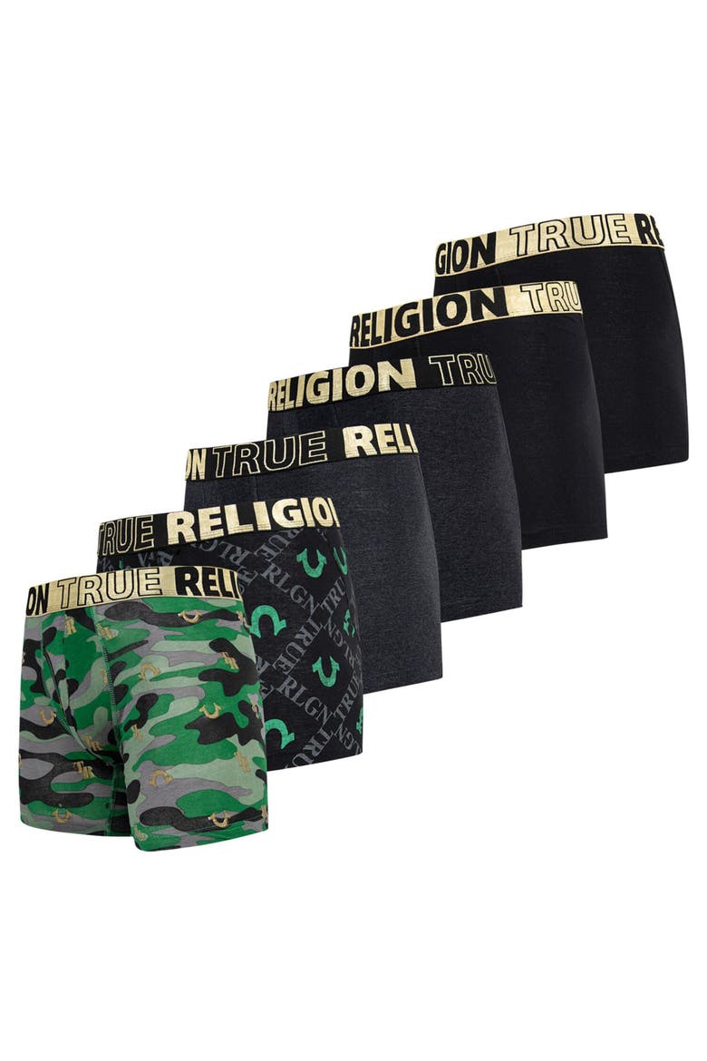 Mens Boxer Briefs Cotton Stretch Underwear for Men Pack of 6 Red/Black, Main, color, Black/Gold