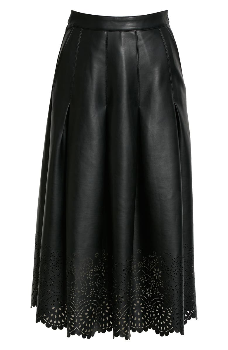 MUNTHE Neil Pointelle Hem Faux Leather Skirt, Alternate, color,