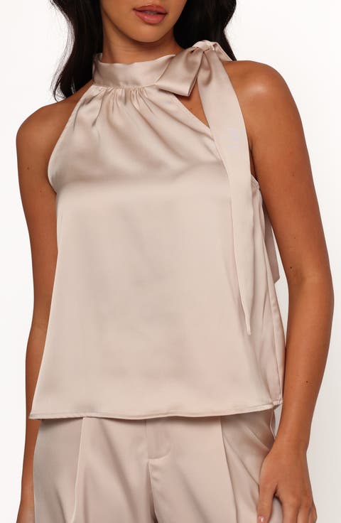 Skarlett Tie Neck Sleeveless Satin Top