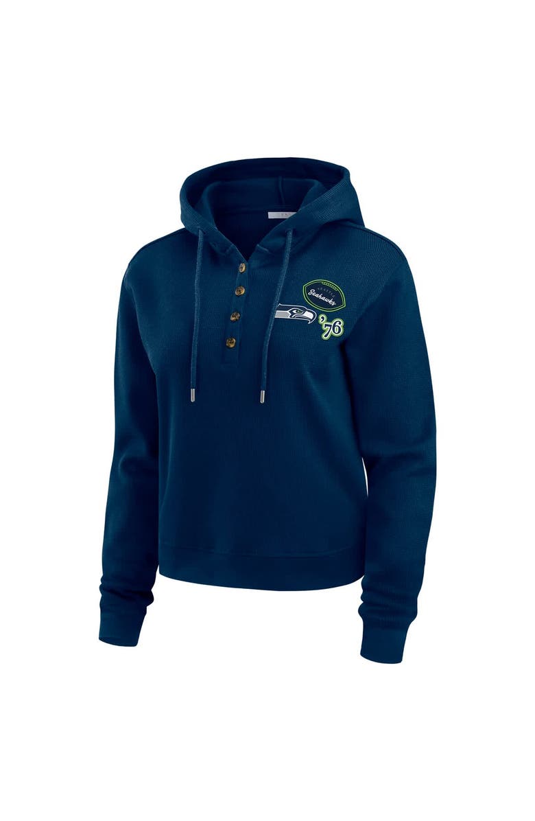 WEAR by Erin Andrews Women's WEAR by Erin Andrews  College Navy Seattle Seahawks Waffle Hoodie Pullover Top, Alternate, color, College Navy