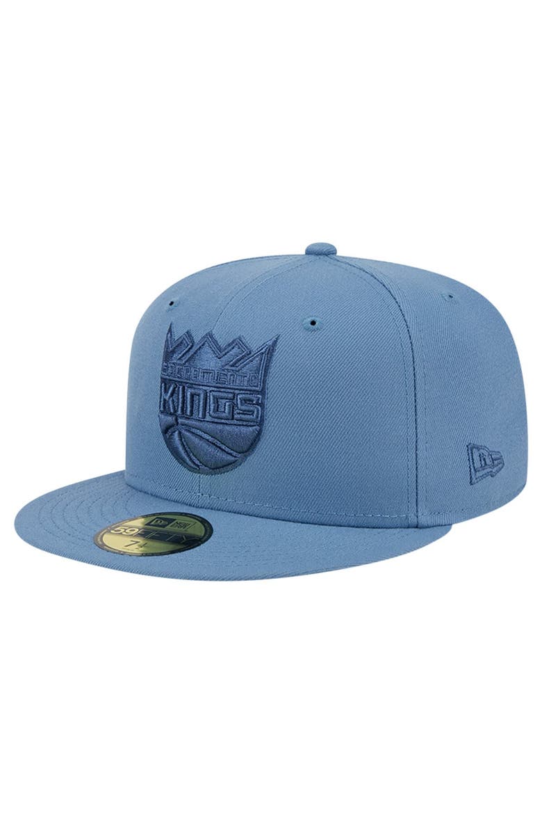 New Era Men's New Era Blue Sacramento Kings Color Pack Faded Tonal 59FIFTY Fitted Hat, Alternate, color,