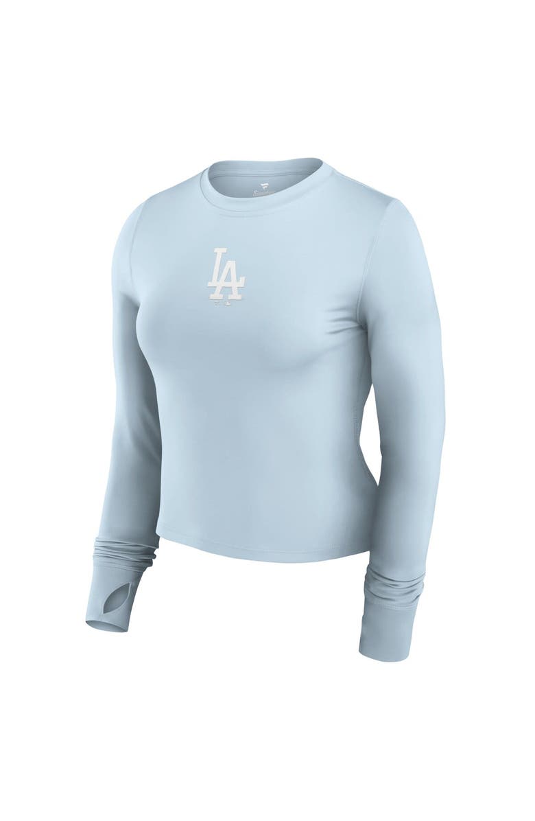 FANATICS Women's Fanatics Light Blue Los Angeles Dodgers Studio Fitted Long Sleeve Gym Top, Alternate, color, Light Blue