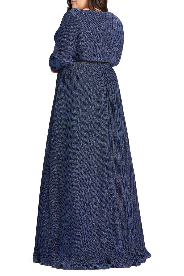 Empire Waist Long Sleeve Gown, Alternate, color, SAPPHIRE