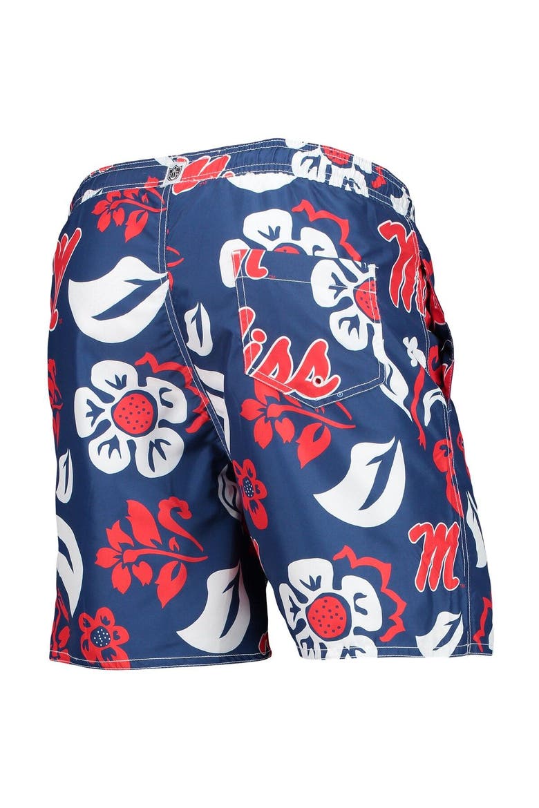Men's Wes & Willy Navy Ole Miss Rebels Floral Volley Logo Swim Trunks, Alternate, color, Navy