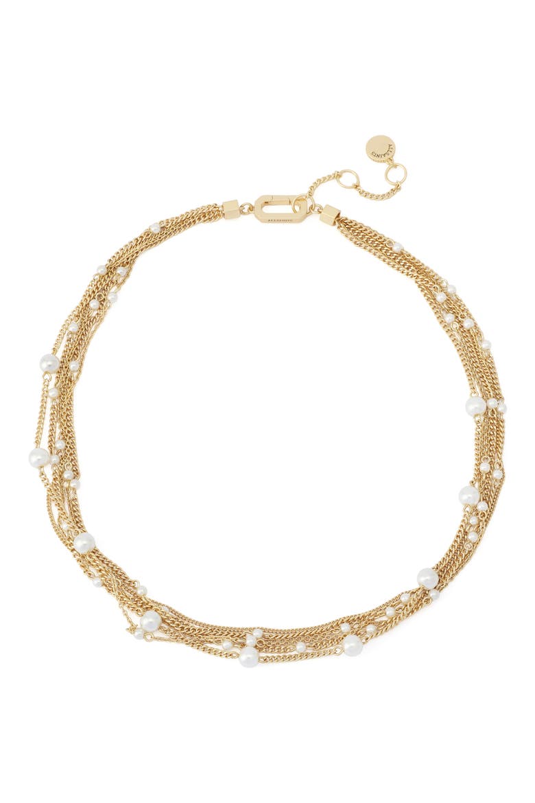 Faux Pearl Layered Necklace, Main, color, PEARL/ VINTAGE GOLD