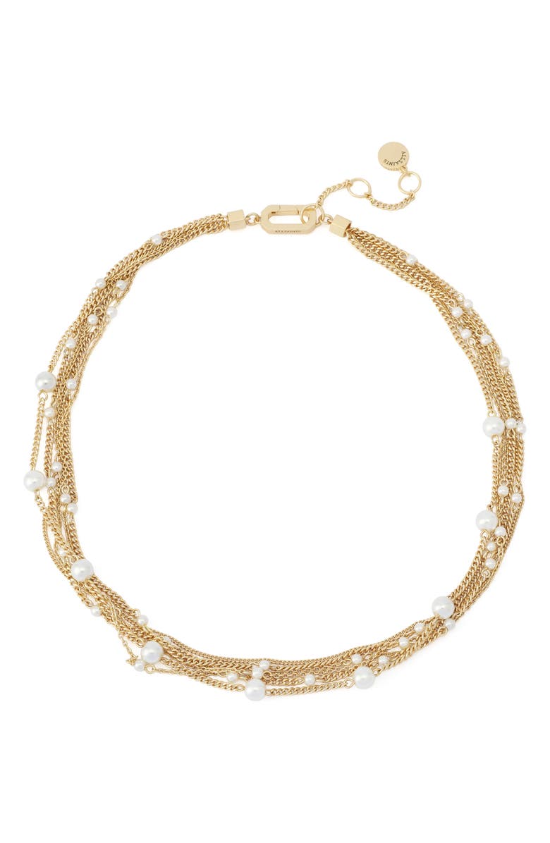 AllSaints Faux Pearl Layered Necklace, Main, color, Pearl/ Vintage Gold