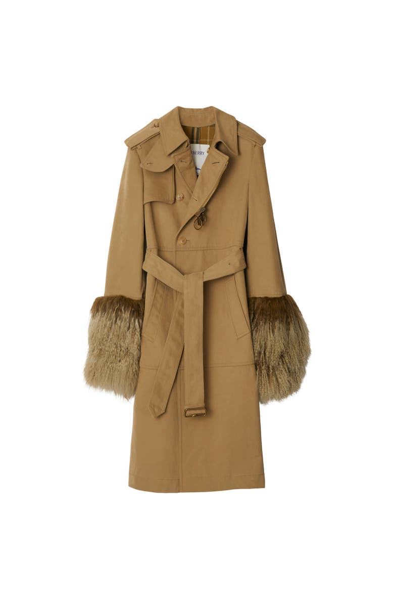 Burberry Long Cotton Nylon Trench Coat, Alternate, color, 
