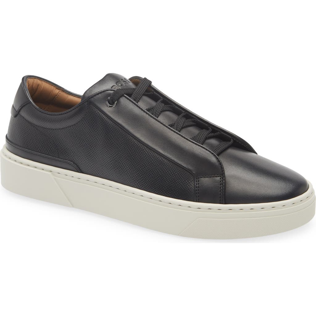 Hugo Boss Gary Leather Low-top Trainers With Branded Lace Loop In Black