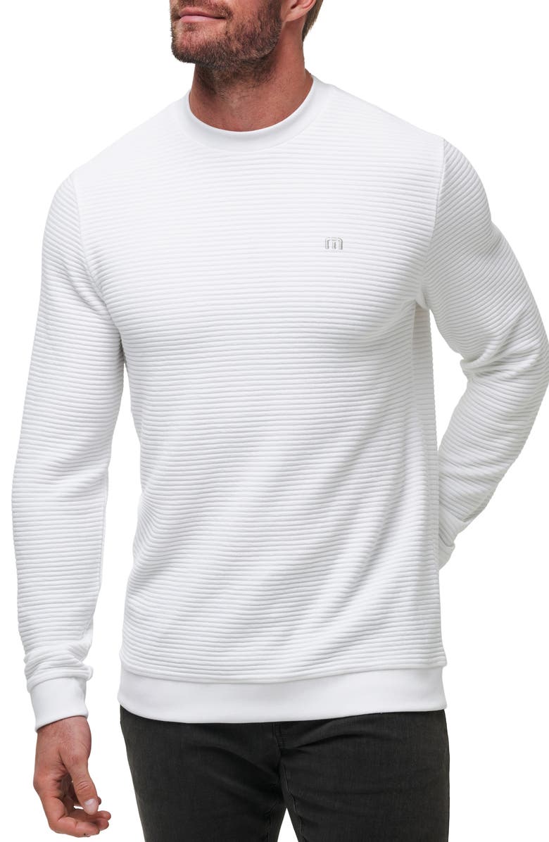 TravisMathew Thick as Thieves Rib Crewneck Sweatshirt, Main, color, White