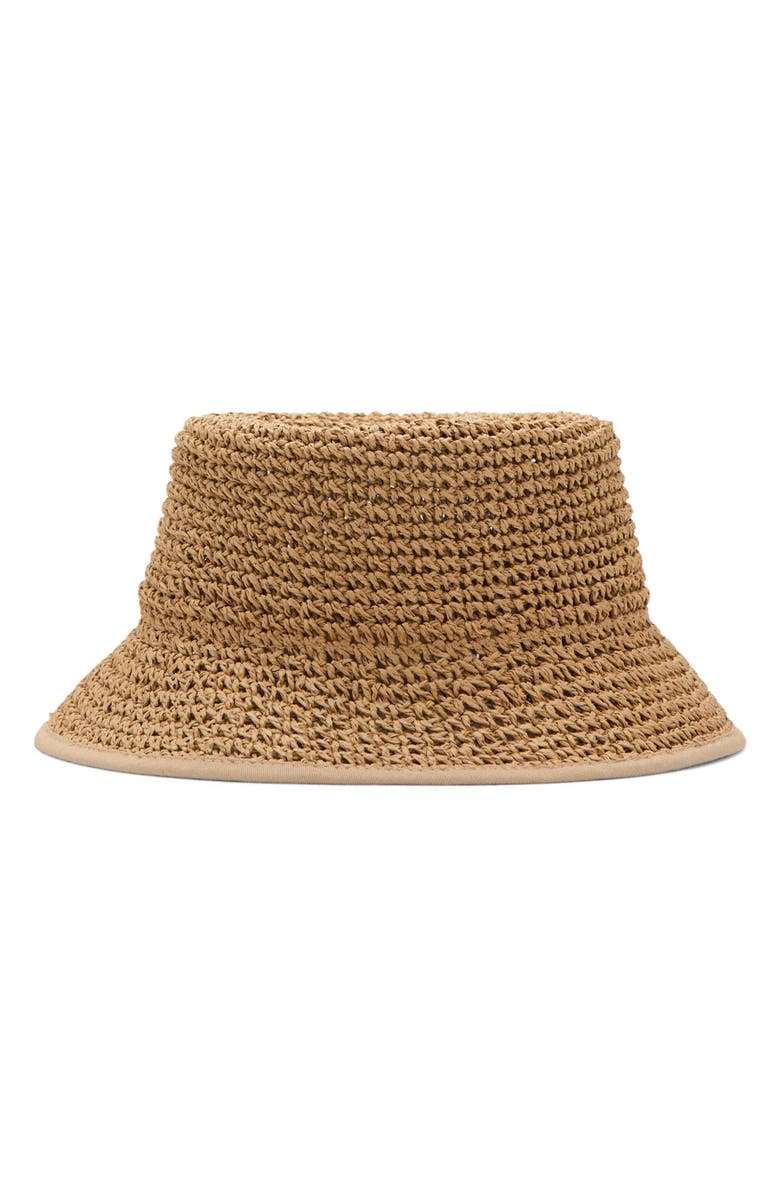 MANGO Crochet Bucket Hat, Main, color, Beige
