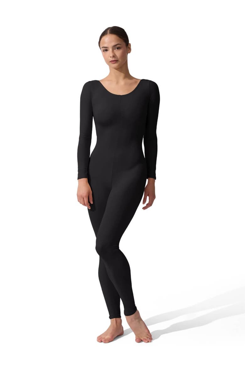 Long Sleeve Unitard, Main, color, black