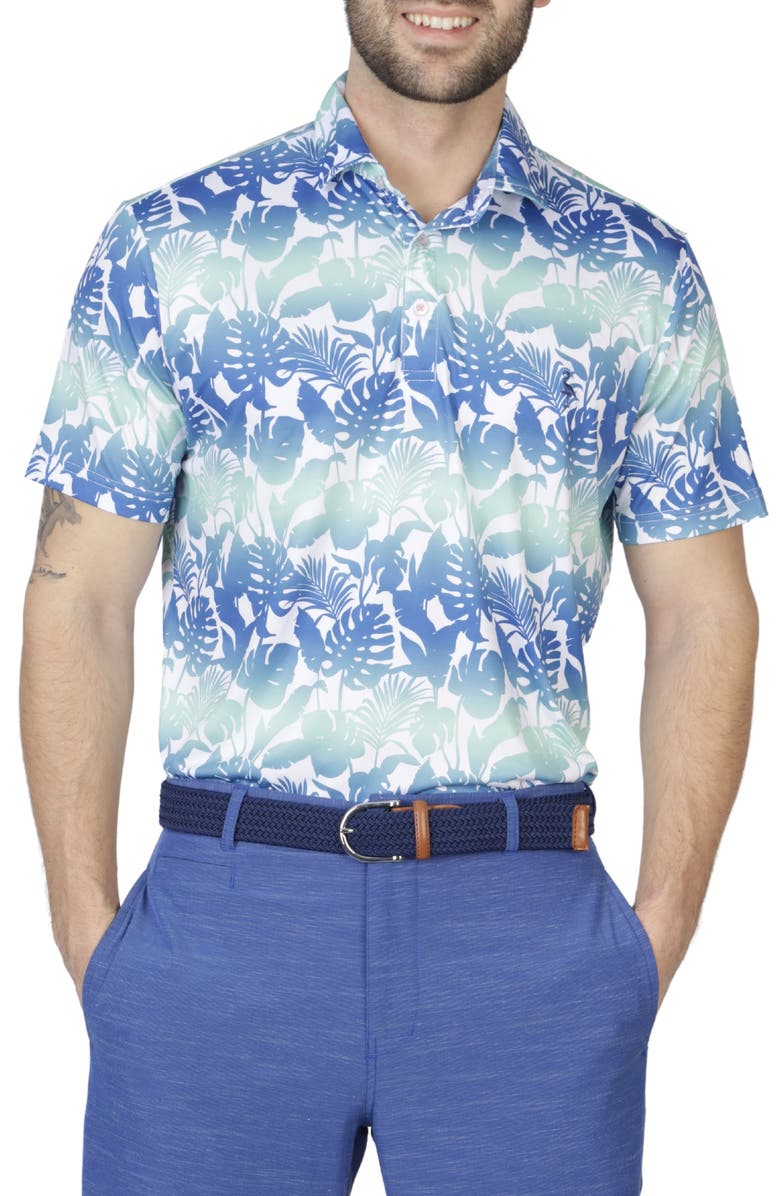 TailorByrd Gradient Floral Performance Polo, Alternate, color, Admiral Blue