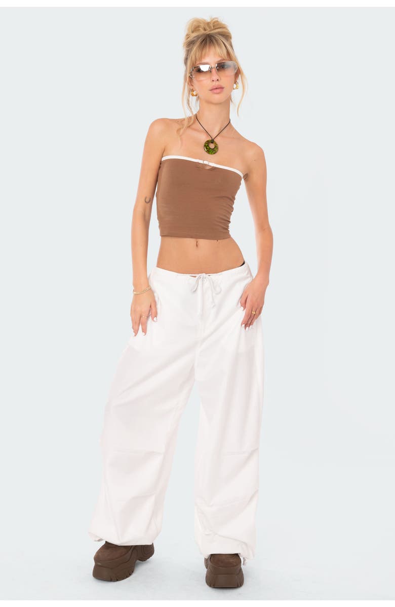 EDIKTED Colby Belted Cotton Blend Tube Top, Alternate, color, Brown