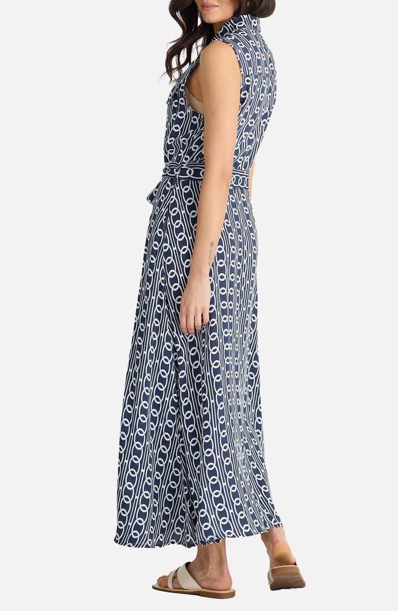 Brave+True Rossellini Print Sleeveless Tie Waist Shirtdress, Alternate, color, Navy Links
