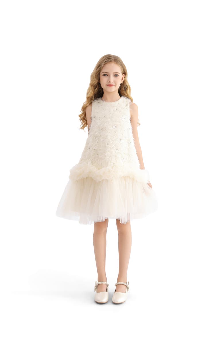 Tulleen Sparkle Tulle Dress, Alternate, color, Cream