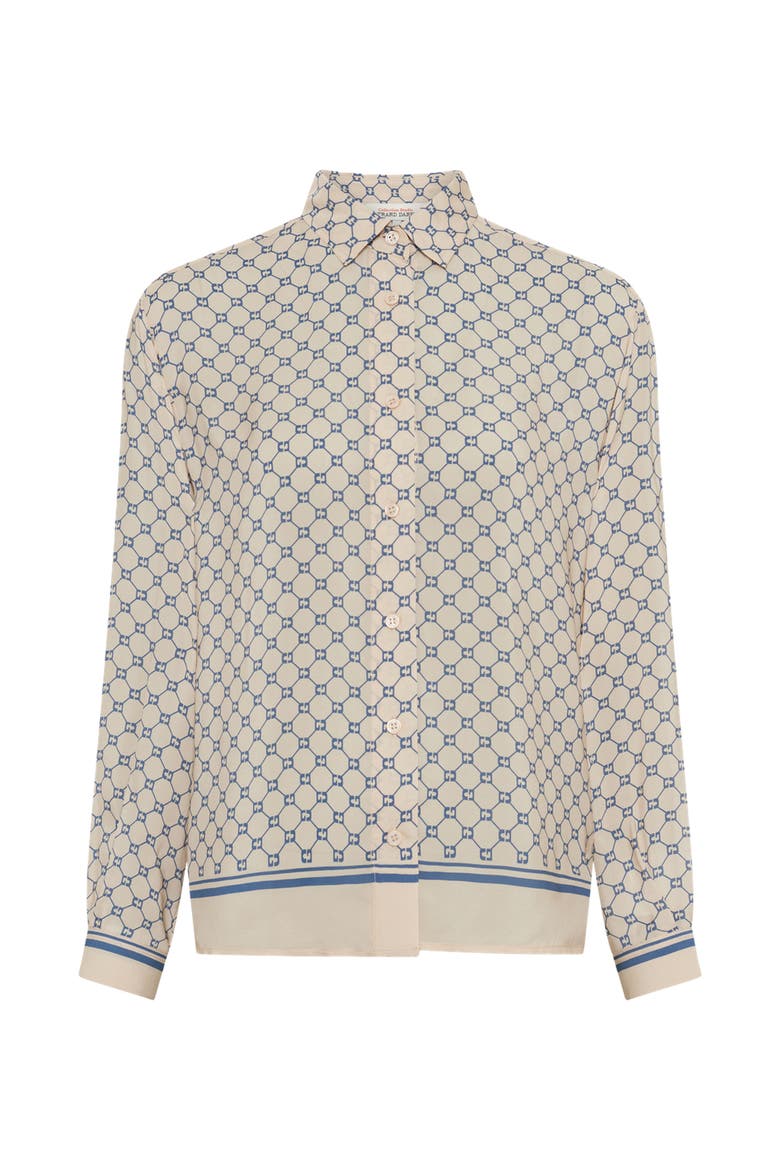 Clariane Monogram Print Shirt, Alternate, color, Jeans