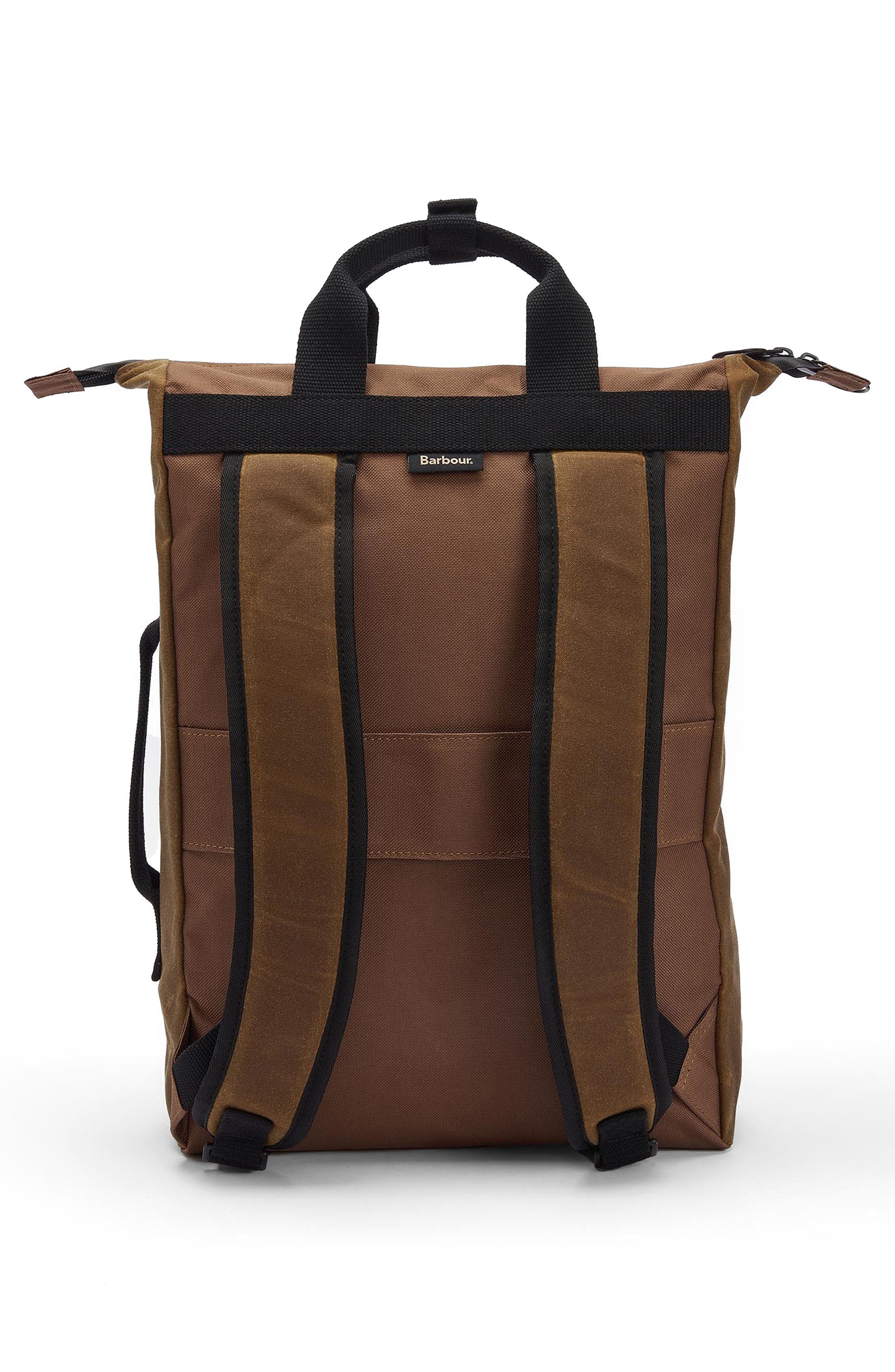Barbour Field Water Resistant Waxed Cotton Backpack, Alternate, color, 