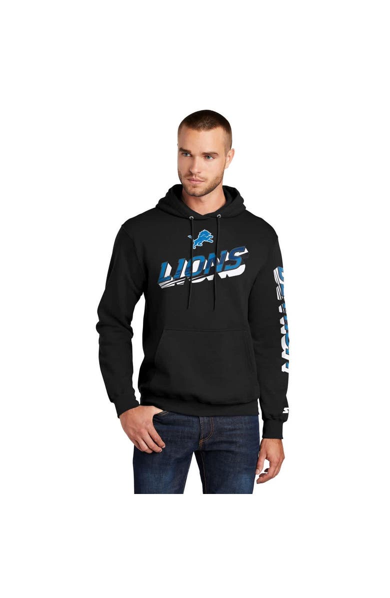 STARTER Men
s Starter Black Detroit Lions Wordmark Logo Pullover Hoodie, Alternate, color, Black