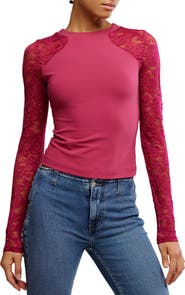 Free People No Excuses Lace Sleeve Top