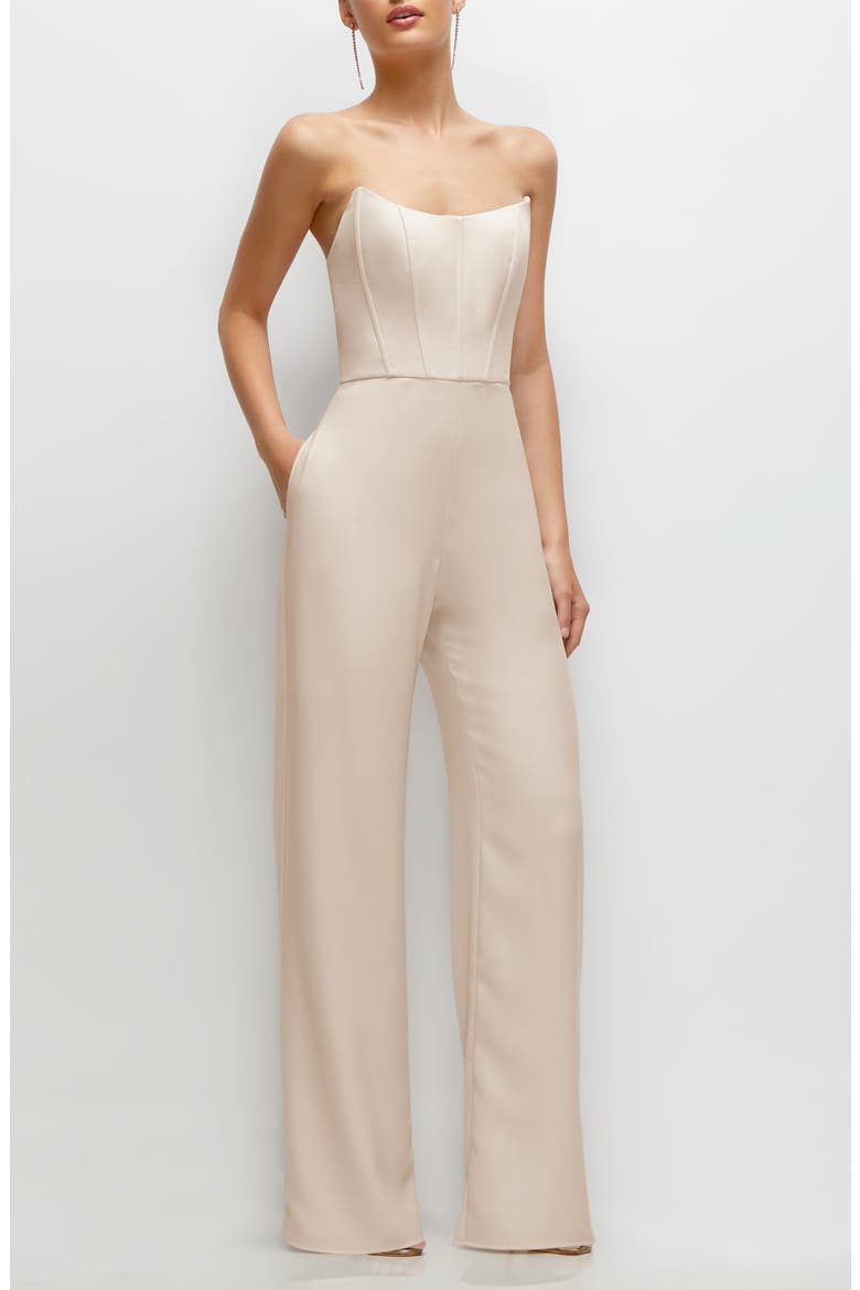 Corset Strapless Wide Leg Jumpsuit, Main, color, OAT